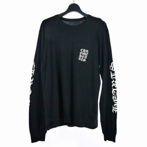 クロムハーツ CHROME HEARTS ブロック CH ロゴ カットソー ロンT 胸ポケット 長袖 Tシャツ L 黒 ブラック メンズ