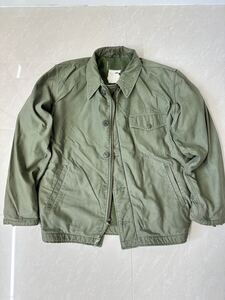 希少 60s US.NAVY A-2 デッキジャケット 初期型 ステンシル 三角フラップ Deck Jacket USN LARGE 相当ヴィンテージ Vintage