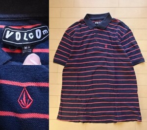 【VOLCOM】半袖 ボーダーポロシャツ ネイビー×レッド SIZE:MEDIUM (ボルコム)