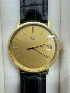 t☆TISSOT ティソ 18K 腕時計 メンズ腕時計 ゴールド文字盤 デイト 総重量約29.44g