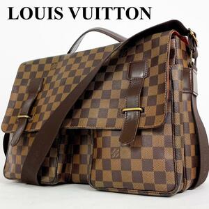 1円【極美品】LOUIS VUITTON ルイヴィトン ダミエ エベヌ ブロードウェイ メッセンジャーバッグ ショルダーバッグ N42270 茶系 A4 メンズ