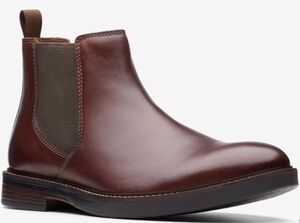 送料無料 Clarks 27cm チェルシー ブーツ マホガニー ブラウン ビジネス スエード ゴア レザー スニーカー ローファー スーツ XXX340