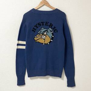 90s 00s HYSTERIC GLAMOUR ブルドッグ ニット カーディガン ブルー 青 Fサイズ ヒステリックグラマー セーター VINTAGE archive 4090436 