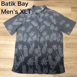 【送料無料】Batik Bayレーヨン100%アロハシャツ　グレー総柄　メンズXLTサイズ　ハワイアンシャツ半袖シャツ