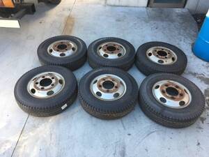 205/85R16 6本スタッドレスタイヤ ホイールSET 16×5.5J 5穴WINTER MAXX バリ山 22年製造 トラック バス ダンプ 直接引き渡しのみ