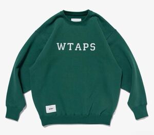 未使用 Sサイズ 24SS WTAPS ACADEMY SWEATER COTTON COLLEGE GREEN SMALL ダブルタップス アカデミー グリーン クルーネック スウェット