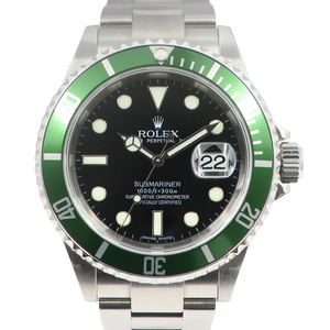 【栄】ロレックス ROLEX 腕時計 サブマリーナーデイト 16610LV グリーンサブ 黒支 SS 自動巻き アナログ 男性 保証書