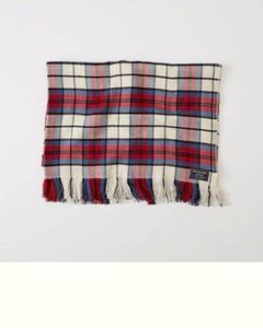 即決 新品 Abercrombie&Fitch ブランケット レッド／クリーム系 アバクロ