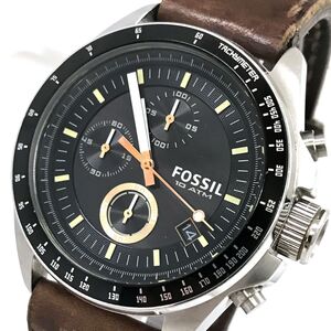 美品 FOSSIL フォッシル DECKER デッカー 腕時計 CH2885 クオーツ アナログ ラウンド クロノグラフ カレンダー 電池交換済 動作確認済み