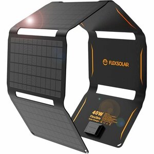 新品 FlexSolar ポータブル電源/Phone/Android対応 急速充電 ソーラーチ 40W ソーラーパネル 259