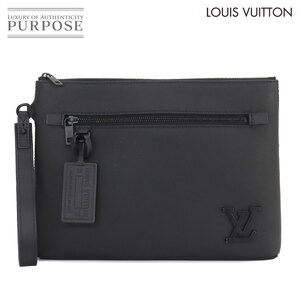 新品同様 ルイ ヴィトン LOUIS VUITTON アエログラム ポシェット IPAD クラッチ バッグ レザー ブラック M69837 RFID 90262580