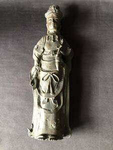 仏教美術 仏像 観音菩薩 古銅製　観音像 立像 高さ 約41cm オブジェ 骨董 B42002