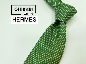 HERMES　エルメス　ドット柄 ネクタイ 3本以上 送料無料 メンズ グリーン　1203023