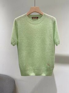 ロロピアーナ　Loro Piana　レディース　ニット　半袖　丸首　無地　カシミア　-S