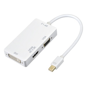 Mini DisplayPort1.2/Thunderbolt to HDMI/DVI/VGA 変換アダプタ Mini DP-DVI(24+1)ピン/VGA/HDMI4K2K 2160P 白