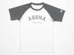 アリーナ ARENA ★ ラグラン　プリント　シャツ　ホワイト×グレー色　Mサイズ　※送料 185円（ 追跡番号付き ）