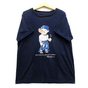 ポロ ラルフローレン POLO RALPH LAUREN ポロベア プリント Tシャツ 半袖 クルーネック ネイビー 紺 L 10-12 ☆AA★ キッズ