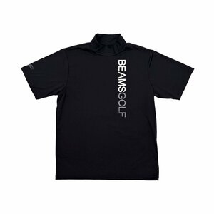 BEAMS GOLF ビームス ゴルフ ロゴプリント ハイネック ドライ 半袖Tシャツ カットソー Sサイズ /黒/ブラック/メンズ/日本製/スポーツ