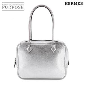 エルメス HERMES ミニ プリュム 20 ハンド バッグ シェーブル メタリックシルバー □H刻印 シルバー 金具 オリンピック限定 90202681