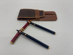 2412031822308 S.T.Dupont デュポン 万年筆 ペン先 18ct 750 刻印 ゴールドカラー ボールペン ペア セット売り 文具 筆記用具 現状品 中古