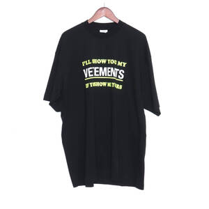 未使用 VETEMENTS BLACK T-SHIRT WITH LOGO PRINT Sサイズ ブラック UA53TR230B ヴェトモン ロゴプリントクルーネックTシャツ 半袖