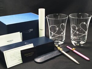 未使用 3種セット MIKIMOTO International ミキモト インターナショナル グラス 真珠付 ボールペン リップブラシ パール 箱付