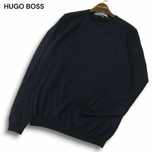 HUGO BOSS ヒューゴボス 秋冬 SLIM FIT ウール100%★ ニット セーター Sz.L　メンズ ネイビー　A4T09215_8#K