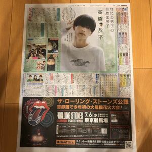 ★送料63円★高橋恭平　なにわ男子　日刊スポーツ　新聞　記事　2021.08.11