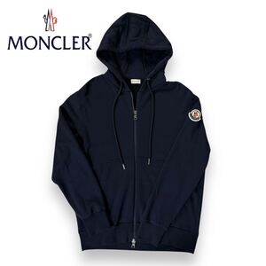 【美品】MONCLER モンクレール コットン スウェット ジップアップ パーカー ワッペン ネイビー XLサイズ トルコ製 希少品