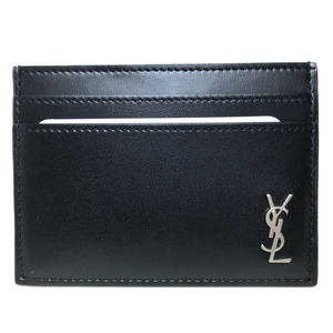 サンローラン SAINT LAURENT カードケース 6076403 ブラック シルバー レザー 新品 未使用 メンズ レディース シルバー金具