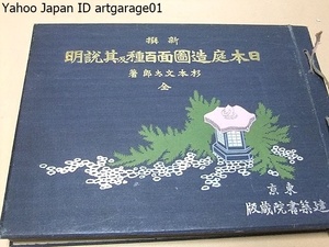 新撰日本庭造図面百種及其説明/杉本文太郎・松方正義題字/大正5年/彼の名物古石灯籠の如きは尚ほ四十有余種殆ど其全部を網羅いたしました