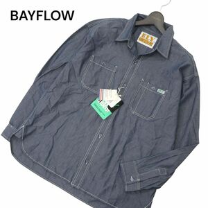 【新品 22SS】 BAYFLOW × ELY WORKWEAR ベイフロー エリー 長袖 ワーク シャンブレー デニム シャツ Sz.4　メンズ 未使用　C4T07244_7#C