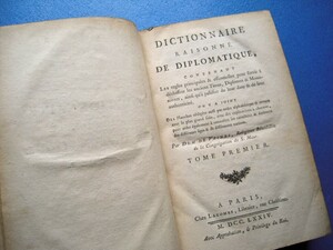 18世紀本！公文書辞典 全2巻 Dictionnaire Raisonne de Diplomatique...1774