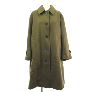 マーガレットハウエル MARGARET HOWELL 美品 23AW MILLED WOOL TWILL ロングコート ウールコート 578-3212003 オリーブ 1 レディース