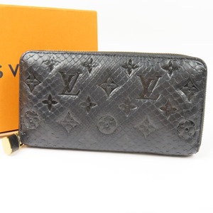 95168★1円スタート★LOUIS VUITTON ルイヴィトン 極美品 ジッピー 蛇 ヘビ革 ラウンドファスナー長財布 リザード ブラック