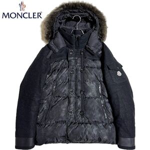 【完売 激レア】XLサイズ MONCLER モンクレール HAMMOND アモンド ダウンジャケット コヨーテファー ペイズリー柄 総柄 切替 ウール メンズ