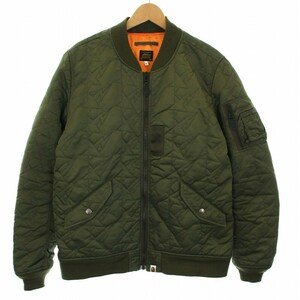 アベイシングエイプ 近年モデル STA QUILTING BOMBER JACKET MA-1 ボンバージャケット ブルゾン アウター ジップアップ XL カーキ メンズ