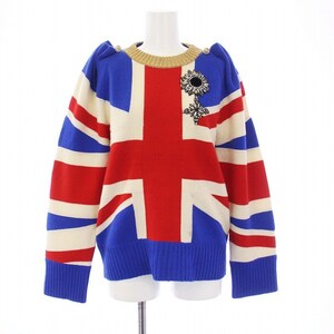 グッチ GUCCI Union Jack Jersey Sweatshirt ニット セーター 長袖 ユニオンジャック ビジュー M マルチカラー 457394