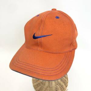 NIKE ナイキ 刺繍コットンキャップ　帽子 オレンジ　ブルー刺繍　キッズサイズ　ジュニアサイズ