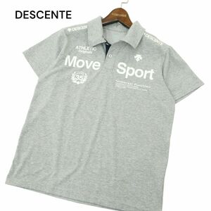 美品★ DESCENTE デサント 春夏 Move Sport★ プリント MVSドライ天竺 半袖 ポロシャツ Sz.M　メンズ グレー トレーニング　A4T06532_6#A