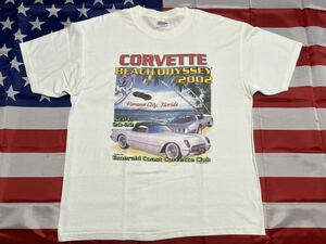 中古美品　MADE IN USA CORVETTE BEACH ODYSSEY 2002 EMERALD COAST CORVETTE CLUB Tシャツ LARGE