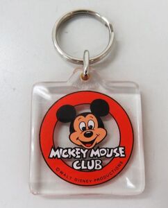 A015★ウォールトディズニー MICKEY MOUSE CLUB ミッキーマウス キーホルダー 4cm×4cm キーホルダー レトロ 現状品★04