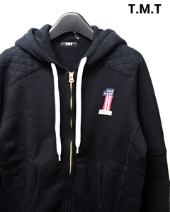 M【TMT 裏毛BIKER ZIP PARKA TSW-F1405 BLACK T.M.T バイカー ジップ パーカー ブラック TMT パーカー】