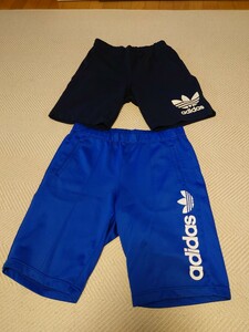 ハーフパンツ ショートパンツ ジャージ オールドアディダス ネイビーブルー adidas2枚セットサイズM　L