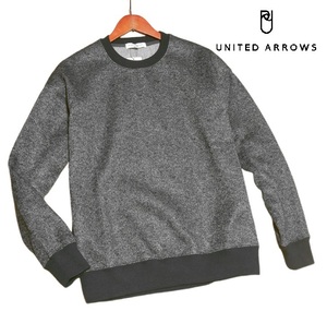 新品! ユナイテッドアローズ 裏起毛 ヘリンボーン柄 フリース プルオーバー グレー (L) ☆ UNITED ARROWS メンズ クルーネック ニット 灰★