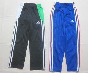 2枚まとめて 140cm adidas アディダス ジャージ 下 ロングパンツ 長ズボン 黒 青 トラックパンツ 7230