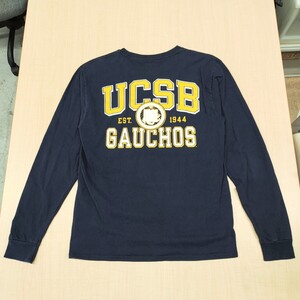 2405052 CHAMPION チャンピオン UCSBカレッジ ガウチョ ロゴワッペン プリント 長袖Tシャツ カリフォルニア大学サンタバーバラ校 M 紺黄白