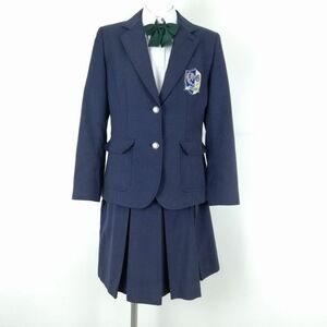 1円 ブレザー スカート リボン 上下4点セット 指定 M 冬物 女子 学生服 神奈川平塚学園高校 紺 制服 中古 ランクC NA6535