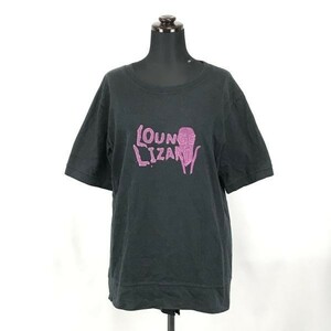 lounge lizard/ラウンジリザード★半袖Tシャツ【サイズ3/黒×ピンク】ロゴプリント◆BG438