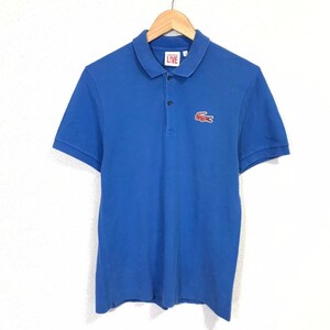 h956dL LACOSTE L!VE ラコステライブ サイズ3 (M～L位) 半袖ポロシャツ ブルー メンズ 綿100% スポーティー カジュアル ビッグワニ 古着